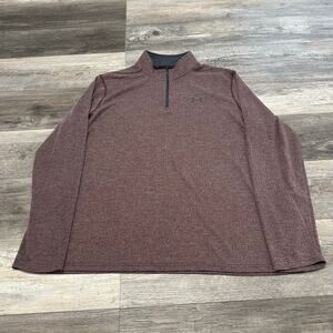 Under Armour Threadborne Heatgear Red Mens 2XL 1/4 Zip‎ Loose Mock Neck Pullover